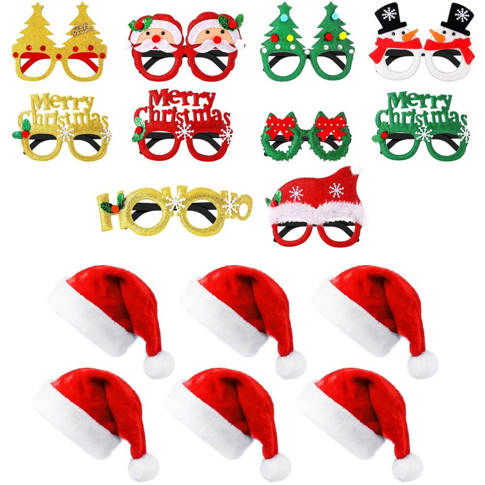 8965 Christmas Santa Hats Adult Pack of 6 | Christmas Glasses for Kids